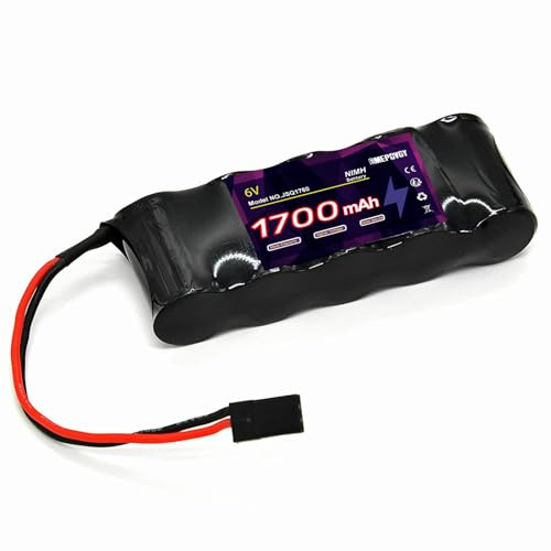 EMEPOVGY Paquete de baterías RC NiMH Receptor RX 6V 1700mAh de alta capacidad recargable Plat Pack Control remoto con enchufe Hitec/BBL2 para RC Hobby