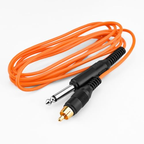 TTOOGO Cordon d'alimentation pour Machine à tatouer, câble RCA Orange de 1.73m avec connecteur sécurisé, ligne d'alimentation Flexible pour stylo de tatouage rotatif,RC