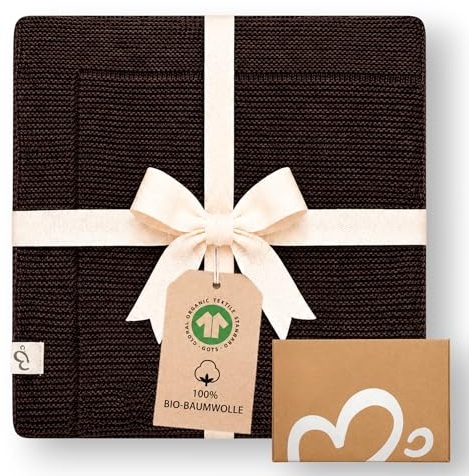 Babydecke Mädchen & Junge aus Bio Baumwolle GOTS – Baby Kuscheldecke Strickdecke 80x100 cm, Krabbeldecke für Neugeborene, Decke Baby für Kinderwagen & Bettchen, Geschenk zur Geburt in Geschenkbox