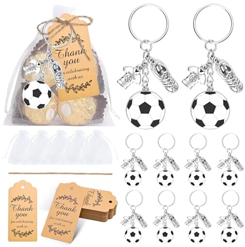 Porte-Clés de Football, 10 Pièces Porte Clef Foot Accessoire Coupe du Monde de Football Porte Clef Personnalisé Porte-Clés en Métal Football en Argent Cadeau pour Hommes,Enfant, Fan Sport
