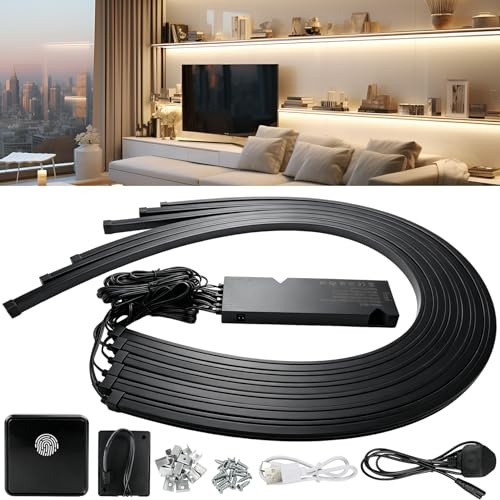LED Light Strips for Acoustic Wall Panels, 6 x 90cm Cuttable Light Bars | with Touch Control, Warm White Ambient Lighting for Panels, Shelves and Interior Decoration