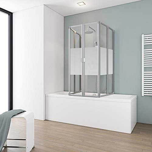 Schulte Duschabtrennung faltbar für Badewanne 70 - 80 cm, einfacher Aufbau, 3 mm Sicherheitsglas Dekor Dezent, alunatur, langlebig, D1700 01 100