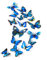 TUPARKA 36-teiliges 3D-Wandsticker, Schmetterlinge, Mädchen, Schlafzimmerzubehör, Blau