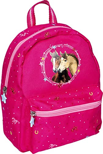 Die Spiegelburg 15487 Kindergartenrucksack Pferdefreunde (pink mit Glitzer)