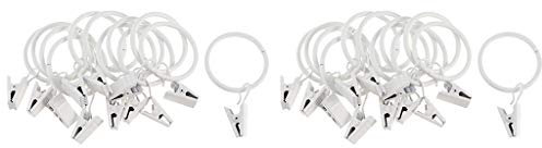 LOVIVER 24pcs Anneaux Avec Pinces Pour Rideaux, Draperie Décorative En Métal Résistant - Blanche 25mm
