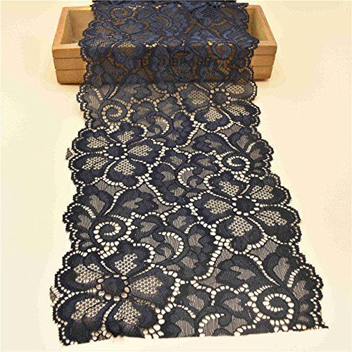 Yulakes 5 Yards Stretch Spitzenbordüre Vintage Spitzenborte Spitzenband Zierband Spitze Blume Borte Hochzeit lace trim Deko band,Handwerk, Schleifband 18cm Breite (Schwarz)