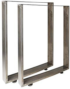 Pieds de table en U - En métal - Design industriel - Laqué transparent - 720 x 900 mm