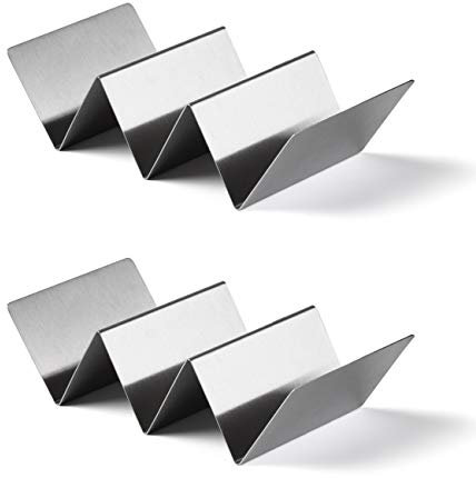 GWHOLE 2 Piezas Bandejas para Tacos Mexicanos de Acero Inoxidable,Soporte Tacos de Forma W, Tacos Holders Ressitentes Fácil Limpiar