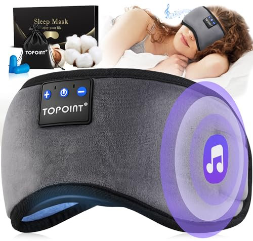 Bluetooth Sleep Mask Headphones, TOPOINT Wireless 3D Eye Mask with Bluetooth Headphones Eye Mask for Sleeping,Upgraded 200% Breathability Sleeping Earphones for Travel/Nap/Yoga/Meditation/Relaxation