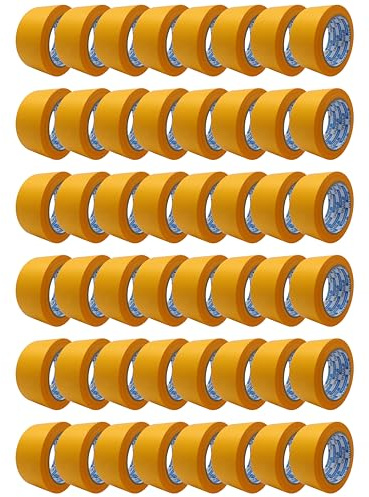 gws 48 Rollen Goldband, Malerband zum Abkleben zum Streichen, Malen, Lackieren, Basteln und vielem mehr, Maler-Abdeckklebeband, Rückstandsfrei entfernbar, dünn & stabil mit je 50 m x 50 mm