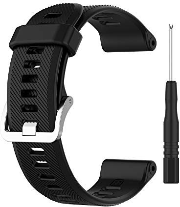 Armband Kompatibel mit Garmin Forerunner 745,Watchband Ersatzband Watch Armband Verstellbares Weiches Silikonband Strap,Uhrenarmband Armbänder Wrist Strap für Garmin Forerunner 745 Watch (schwarz)