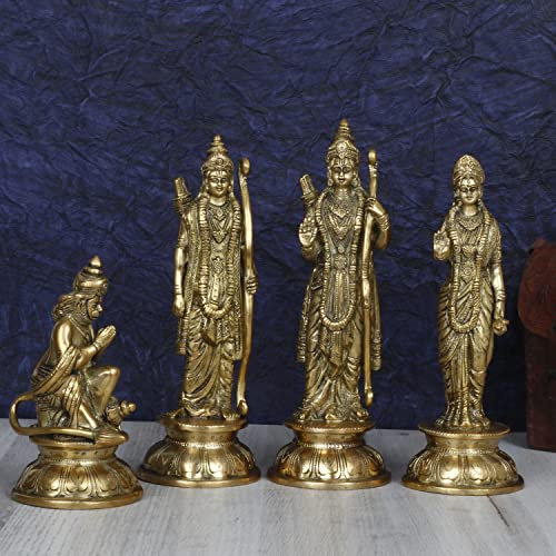 Artvarko Brass Ram Darbar Murti Lord Rama Laxman und Sita Religiöser Gott Statue spirituelle Heimdekoration Pooja Tempel Schrein Heimdekoration 22,9 cm