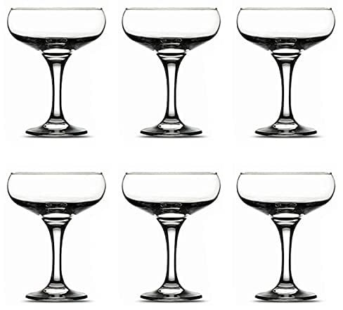 Acan Tradineur - Pack de 6 Copas Misket - Capacidad 23,5 cl (8 oz) - Vasos Vidrio Champagne Celebraciones, Fiestas - Aptas para lavavajillas - Ø 9,5 x 13,5 cm