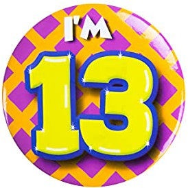 PD-Party 6014713 Birthday Badge | Geburtstag Metall Abzeichen | Partei Feier Knöpfe - I'm 13, Mehrfarbig, 5.5cm Länge x 5.5cm Breite x 0.5cm Höhe