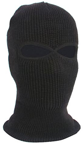 Dazzerake Unisex Sturmhaube Balaclava Windproof Knitted Beanie Cap Cold Weather Fleece Beanie Ski Mask Neck Warmer Wollmaske (Black, OneSize)