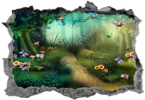 Sticker mural forêt enchantée, sticker forêt, fantaisie, enfants, peinture murale, art mural, décor