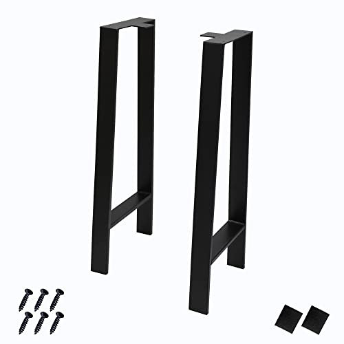 Warmaxx Lot de 2 pieds de table en métal robuste de 81,3 cm de haut, pieds de table en fer, pieds carrés industriels robustes en forme de H pour café, ordinateur, table à manger, bureau avec vis