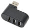 Jectse Répartiteur USB, Hub USB 2.0 à 3 Ports 180 ° Rotatif Ultra Fin Mini Hub de Données Portable Station D'adaptation USB pour PC Portable Tablette, Plug and Play