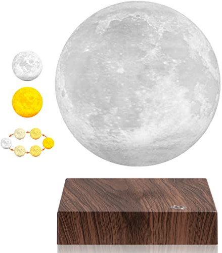 DIDWI Magnetisch schwebende Mondlicht Lampe, schwebende und drehende 3D-Druck-Mondlicht Lampe, LED-Mondnachtlichter für Heimdekoration, einzigartige Geschenke (3 Farben)