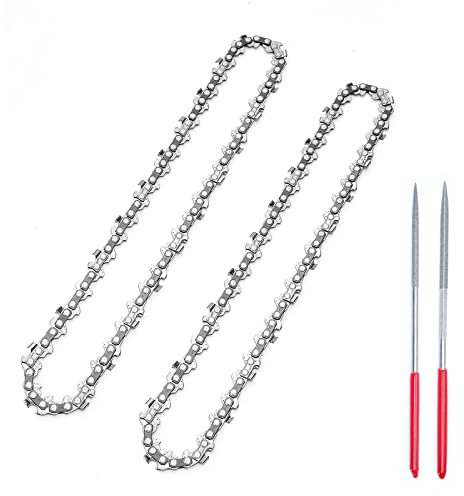 Lot de 2 chaînes de rechange pour mini tronçonneuse de 20,3 cm, calibre 109,2 cm, pas LP de 6,3 mm, 45 maillons d'entraînement – Compatible avec toutes les mini tronçonneuses de 20,3 cm – Comprend une