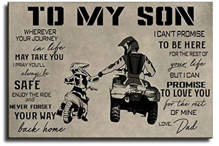 ATV Dad And Dirt Bike To My Son Leinwandbilder Wandkunst Kunstdrucke auf verpackter Leinwand Gemälde Bild für Büro 40 x 60 cm