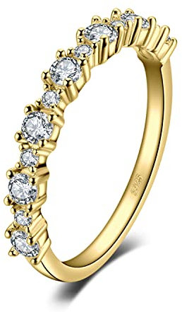 JewelryPalace Anello Donna Argento 925, Fedine Fidanzamento, Diamante Simulato Zirconi per Anniversario Matrimonio Promessa Sposa, Bande in Oro, Gioielli 11.5