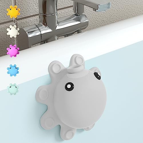 Badewannen-Überlauf-Ablaufabdeckung – Silikon-Badewannen-Ablaufabdeckung, Octopus Wannen-Überlauf-Ablaufstopfen mit Saugnäpfen, fügt Zoll Wasser für tieferes Bad, Spa Entspannendes Zubehör, Grau