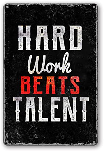 lamvao Blechschilder im Fitnessstudio, Vintage-Stil, Metall-Blechschild, Fitness-Poster, Motivationsschild, motivierende Poster für Fitnessstudio, harte Arbeit, Beats, Talent, Schilder, 20.3x30.5 cm