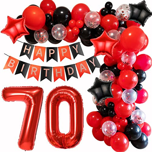 Rot 70 Geburtstag Deko Frau 70. Ballon Girlande Rot Schwarz Geburtstagsdeko 70 Mann Luftballons Girlande 70 Jahr Geburtstagdeko Rot Schwarz Deko 70 Geburtstag Luftballon Ballon Girlande
