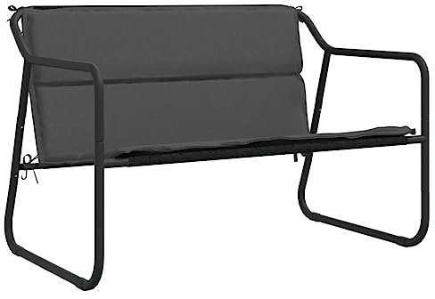 vidaXL Gartenbank, Sitzbank 2-Sitzer mit Kissen, Bank mit Armlehnen Rückenlehne, Gartenmöbel Parkbank Terrassenbank, Anthrazit Stahl