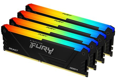 Kingston FURY Beast RGB 64GB 3600MT/s DDR4 CL18 DIMM (Kit mit 4) PC Arbeitsspeicher KF436C18BB2AK4/64