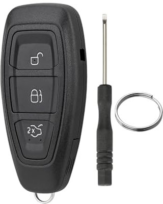 3 Tasten Schlüssel Smart Key Gehäuse für Ford Transit Custom Transit Connect Focus Mondeo Fiest Galaxy Kuga Mk4 Mk8 Auto Fernbedienung Ersatzschlüssel Gehäuse mit Schraubendreher und Schlüsselring