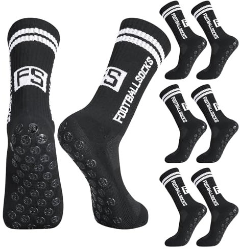 Apricitie 3 Paare Fussball Socken Kinder Fußballsocken Anti Rutsch Grip Jungen Fußball Socken Rutschfeste Sportsocken für Fussball Basketball Laufen Rugby Tennis(M, Schwarz)