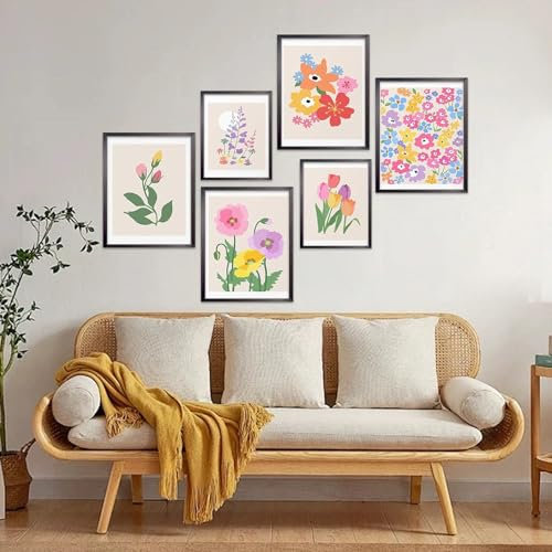 Zfseyuh 6 Stück 40x 30 cm Poster Tulpe,Matisse Poster,Blumenplakate,Wandposte,Schlafzimmer, Esszimmer, Wanddekoration - ohne Rahmen