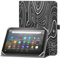 HoYiXi Étui Universel pour 7-8 Pouces Tablette Fire HD 8/HD 8 Plus avec Bande de Fixation en Silicone Réglable Support Folio et Dragonne pour 7-8 Samsung Android Tablette-Mountain Noir