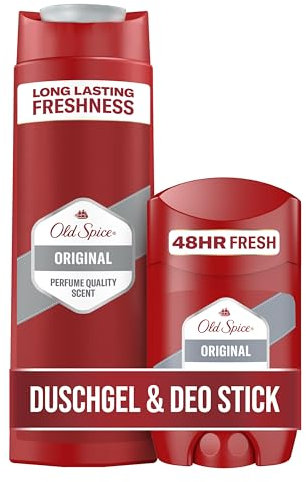 Old Spice Original Set mit Deostift für Männer (50 ml) und 3-in-1 Duschgel & Shampoo Herren (250 ml), 48 h Frische, 0% Aluminiumsalze, keine weißen Rückstände und Flecken