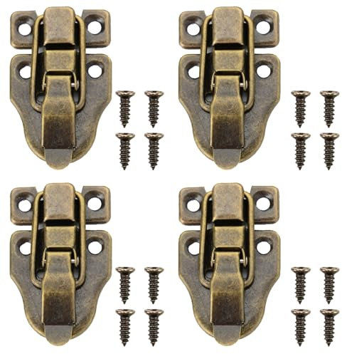 NIYATA 4Pcs Fermoirs pour Boite en Bois, Rétro Loquet de Fermeture Malle et Coffre, avec Vis,Loquet Boîtes Petite Taille Rétro Fermoir pour Boîte à Bijoux,Coffrets,Valises