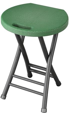 FLIPP Klapphocker for den Innenbereich, tragbare kleine Kunststoffmatte, verdickter Haushaltsstuhl, einfacher runder Hocker, kleine Außenbank (Color : Groen, CH : A)