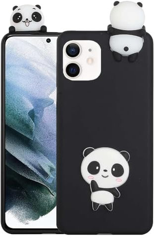 SEHEYA Panda Hülle für iPhone 12 Silikon Schwarz 3D Tiere Motiv Aesthetic TPU Bumper Handyhülle Stoßfest Cover