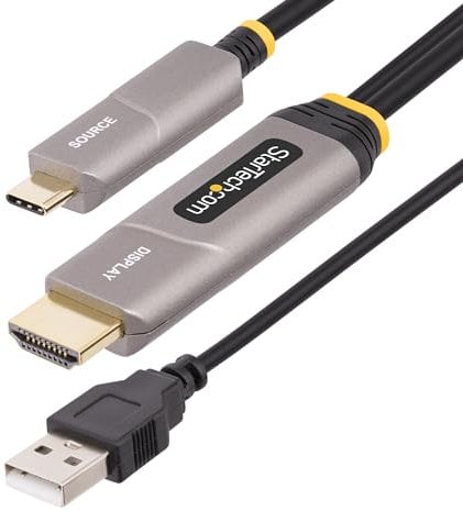 StarTech.com 50ft (15.2m) USB-C to HDMI 2.0 Active Optical Cable (AOC), 4K 60Hz, USB Type-C to HDMI Adapter Cable, CL3 Rated