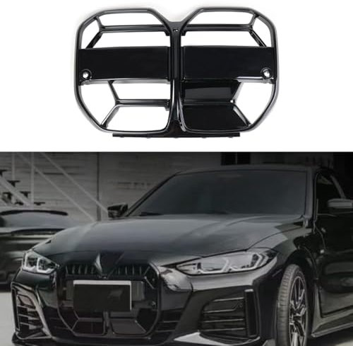 WLFgxr Kühlergrille Passend für BMW 4 Series G26 4-Door CS 2021-2023, Front Nieren Kühlergrill Gitter Schwarz Glanz Kühler Front Doppel Rippen Grill Links Rechts