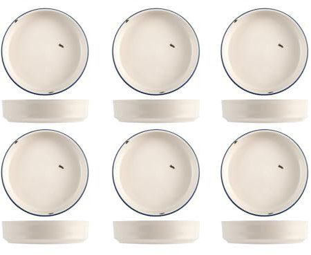 H&H-Rye, Set 6 Piatti, in porcellana di alta qualità, ø 18x4h cm, piatti da portata, piatti da presentazione, piatti professionali per ho.re.ca