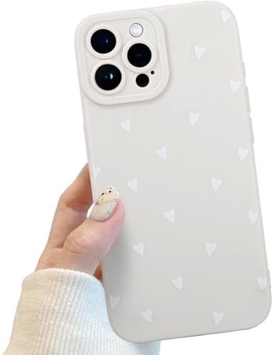 Compatible for iPhone 14 Pro Max Case, Cute White Heart Pattern Case Design for Women Girls, Soft TPU Slim Profile Shockproof Protective Phone Case for iPhone 14 Pro Max