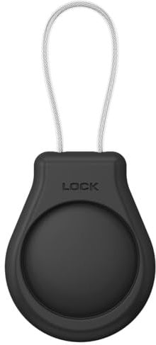 AirTag Case with Wire Cable, Secure Holder Protective Cover for Air Tag, Scratch Resistance, AirTag Accessory (Black)