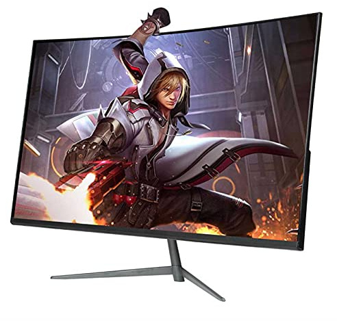 Rsmmpqa 24 Inch Full HD LED Computer Monitor 1920x1080p Curved Gaming Monitor 165Hz with DC + HDMI + DP + Audio Interfaces