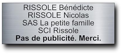 Plaque Boite aux Lettres Personnalisable - 12x5 cm - 1 à 6 Lignes - Etiquette Boite aux Lettres - Sonnette - Porte - Autocollant - Plaques avec Nom - Gravée (Argent Brillant)
