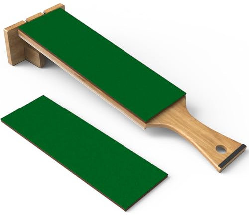 Leather Strop For Knife Sharpening Preload With Diamond Polishing Compounds,Leather Strop Kit,Double Sided Genuine Cowhide,Knife Sharpening Strop,Knife Stropping Block 13.97''x2.36'' (250-80)