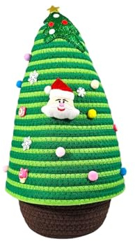 Festliche Aufbewahrungskörbe, gewebten Körben aus Baumwollseil, Dekokorb für Weihnachten (Korb C)