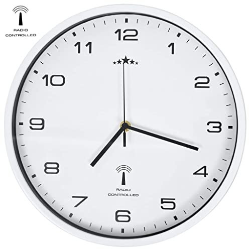 Sufrk Reloj de Pared radiocontrol Movimiento de Cuarzo 31 cm Blanco Reloj De Cocina Pared Reloj Pared Adhesivo