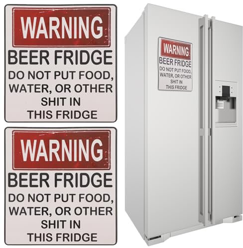 2Pcs Funny Fridge Magnets, Hilarious Warning Beer Signs Fridge Magnet, Small Beer Fridge Stickers, Kitchen Accessories, Fridge Magnets Funny for Home